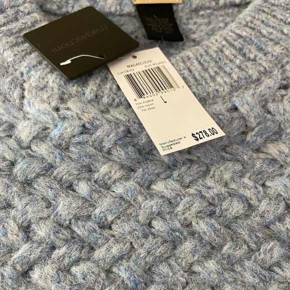 NWT Magaschoni Alpaca Wool Textured Sweater Heather Blue size Large - Picture 4 of 4